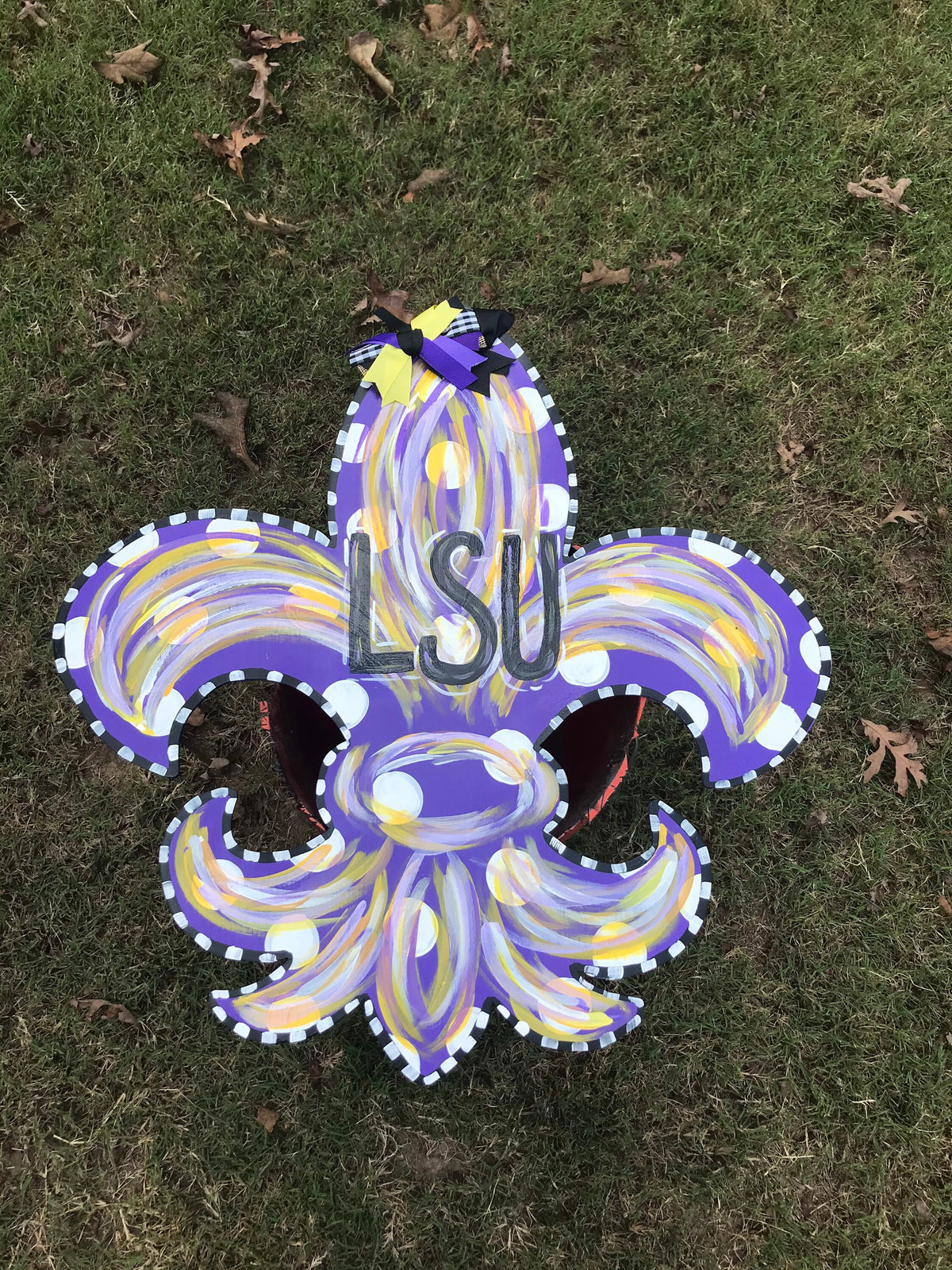 Purple and Yellow Fleur De Lis