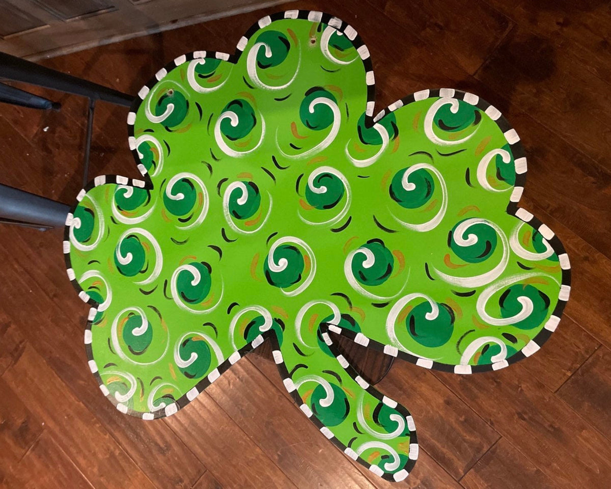Lime green Shamrock with swirls