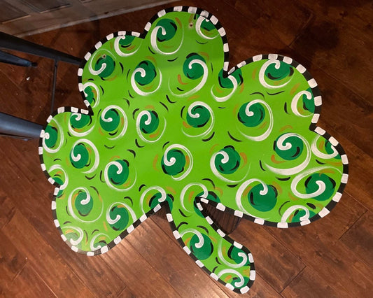 Lime green Shamrock with swirls
