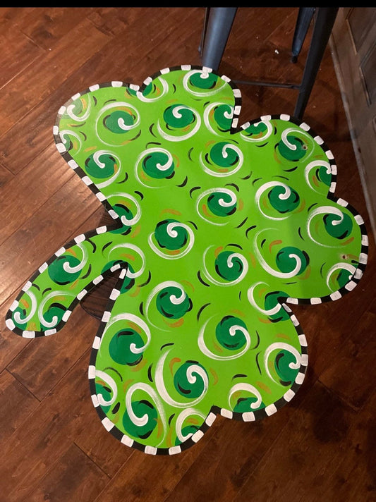 Lime green Shamrock with swirls