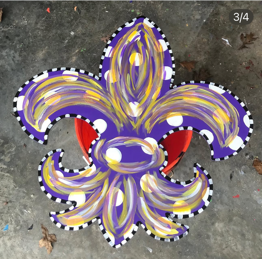 Purple and Yellow Fleur De Lis
